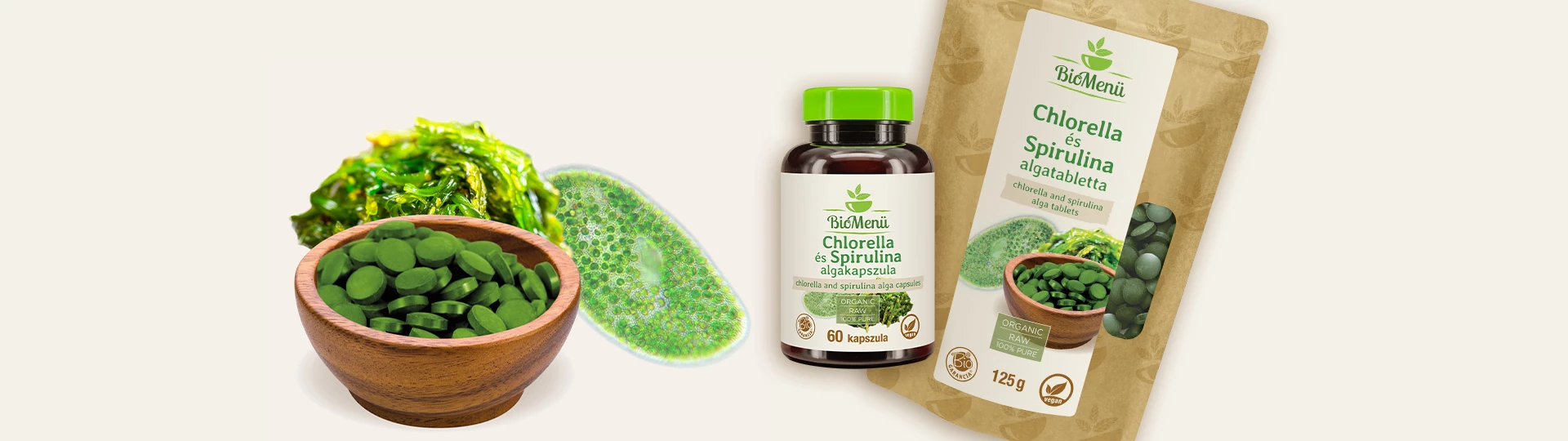 Chlorella & Spirulina – eine einzigartige Superfood-Kombination! Quelle für Vitamine, Mineralstoffe, Proteine ​​und Aminosäuren