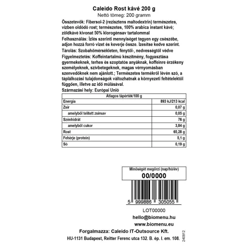 Caleido Ballaststoff Kaffee 200 g Etikett