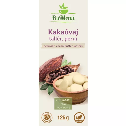 BioMenü Bio Kakaobutter Taler peruanisch 125 g Etikett