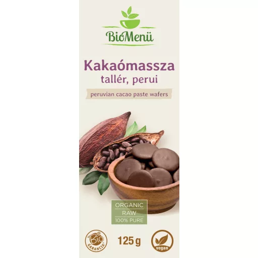 BioMenü Bio Kakaomasse Taler peruanisch 125 g Etikett