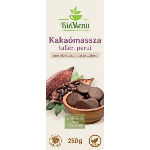 BioMenü Bio Kakaomasse Taler peruanisch 250 g Etikett
