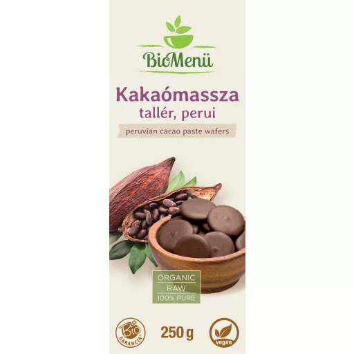 BioMenü Bio Kakaomasse Taler peruanisch 250 g Etikett