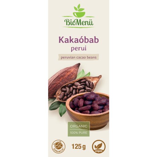 BioMenü Bio Kakaobohnen peruanisch 125 g Etikett