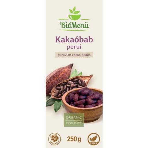 BioMenü Bio Kakaobohnen peruanisch 250 g Etikett