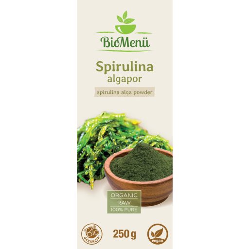BioMenü Bio Spirulina-Algen-Pulver 250 g Etikett