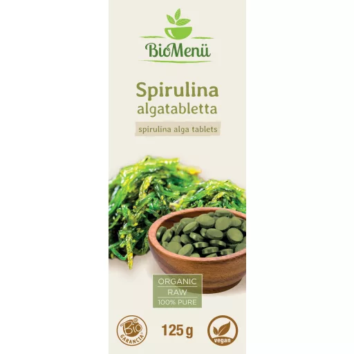BioMenü Bio SPIRULINA ALGE tabletten 125 g Etikett