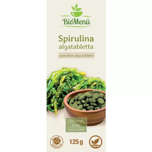 BioMenü Bio Spirulina-Algen-Tabletten 125 g Etikett