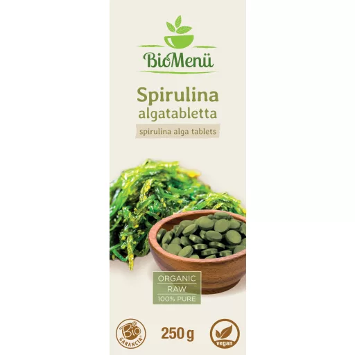 BioMenü Bio SPIRULINA ALGE tabletten 250 g Etikett