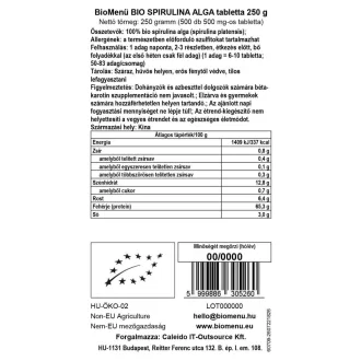 BioMenü Bio Spirulina-Algen-Tabletten 250 g Produktbild