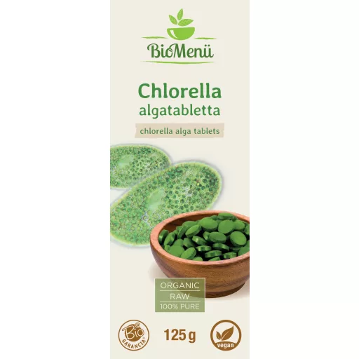 BioMenü Bio Chlorella-Algen-Tabletten 125 g Etikett