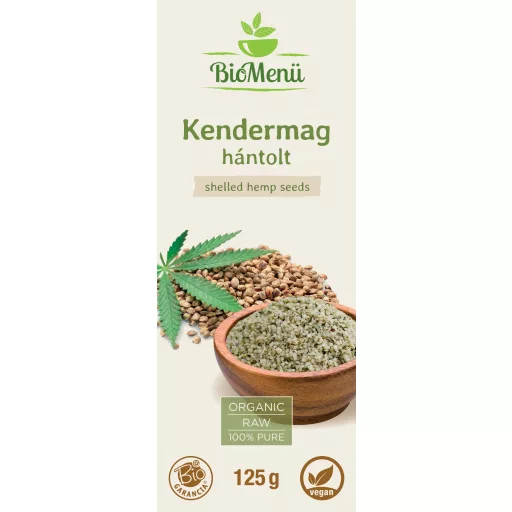 BioMenü Bio Hanfsamen geschält 125 g Etikett