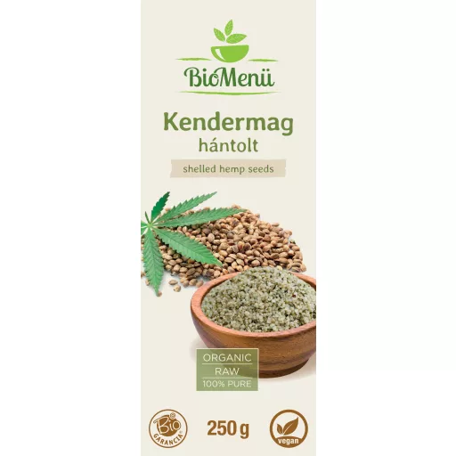 BioMenü Bio Hanfsamen geschält 250 g Etikett