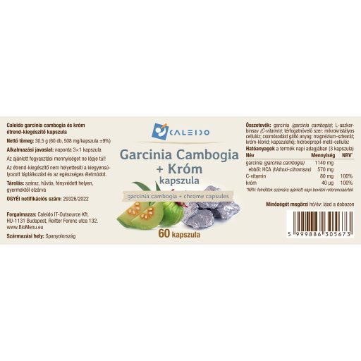 Caleido Garcinia Cambogia + Chrom Kapseln 60 Stk Etikett