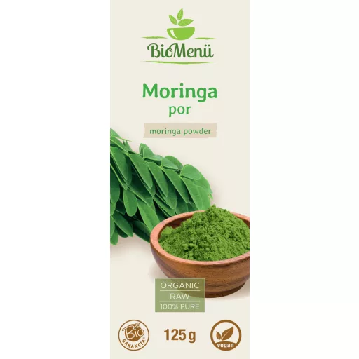 BioMenü Bio Moringa-Pulver 125 g Etikett