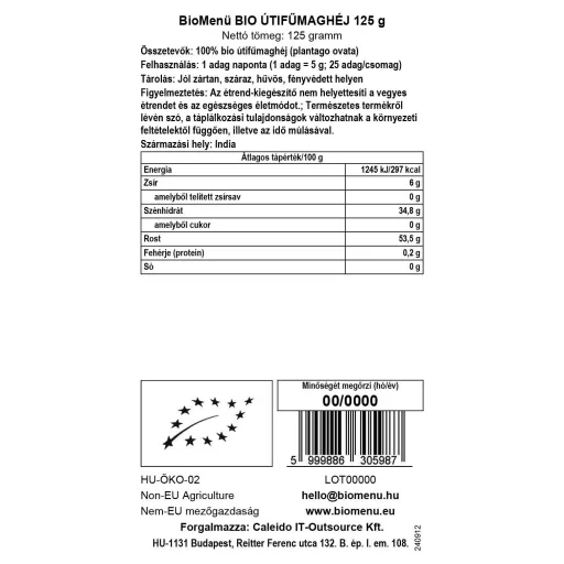 BioMenü Bio Wegerich-Kernschale 125 g Datenetikett