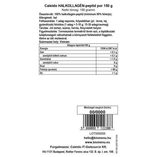 Caleido Fischkollagen-Peptidpulver 150 g Datenetikett
