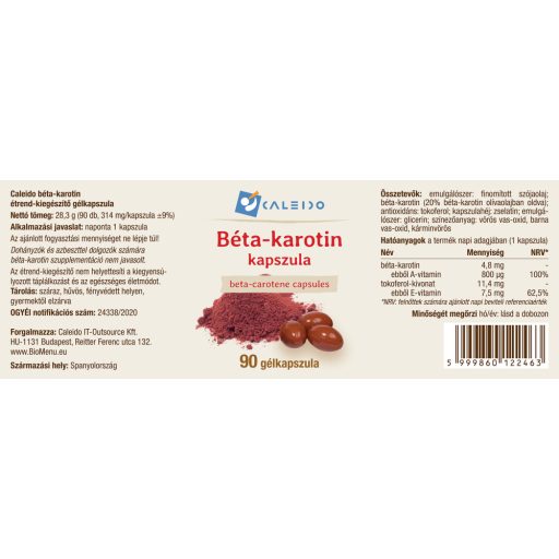 Caleido Betacarotin-Gelkapseln 90 Stk Etikett