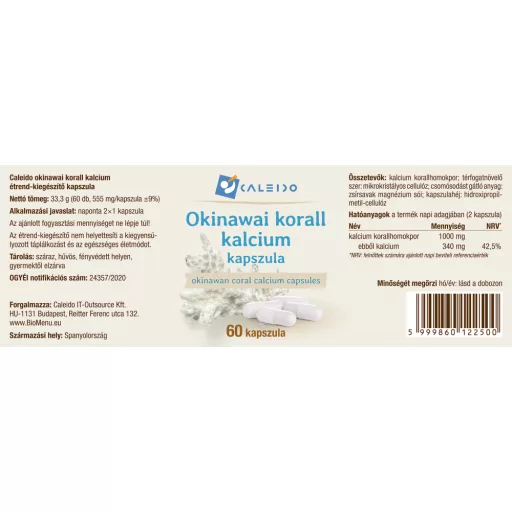 Caleido Okinawa Korallenkalzium Kapseln 60 Stk Etikett