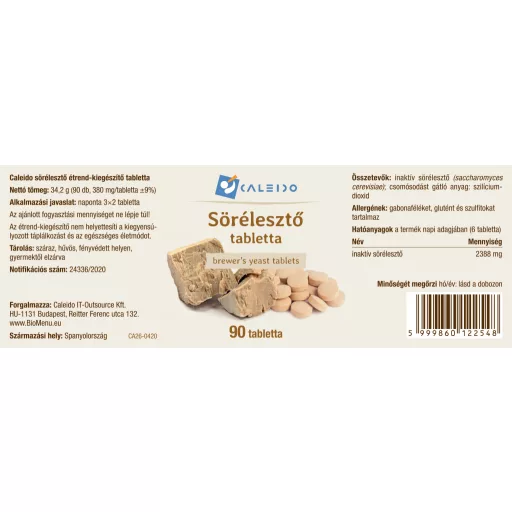 Caleido Backhefe Tabletten 90 Stk Etikett