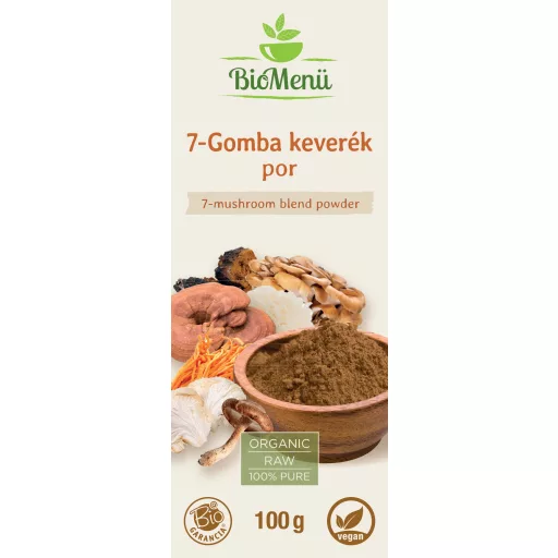 BioMenü Bio 7-Pilz-Mischung Pulver 100 g Etikett