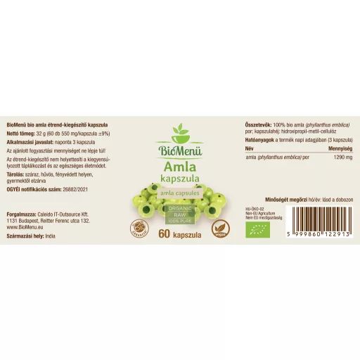 BioMenü Bio Amla-Kapseln 60 Stk Etikett