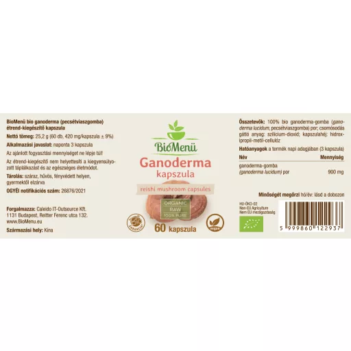 BioMenü Bio Ganoderma-Pilzkapseln 60 Stk Etikett