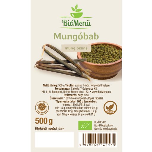 BioMenü Bio Mungbohnen 500 g Etikett