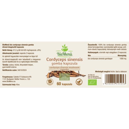 BioMenü Bio Cordyceps sinensis Kapseln 60 Stk Etikett