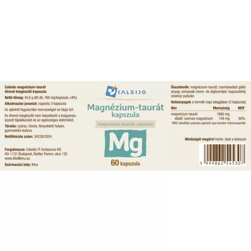 Caleido Magnesiumtaurat Kapseln 60 Stk Etikett