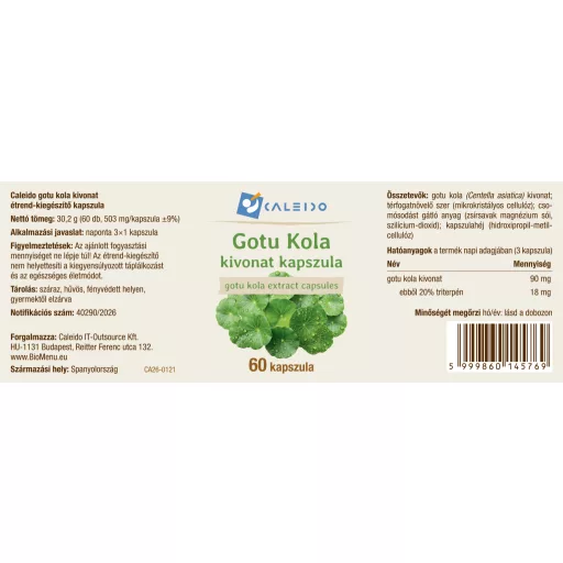 Caleido Gotu Kola Extrakt Kapseln 60 Stk Etikett