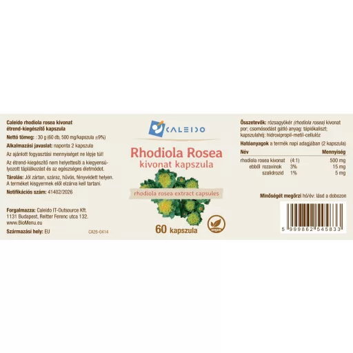 Caleido Rhodiola Rosea Extrakt Kapseln 60 Stk Etikett
