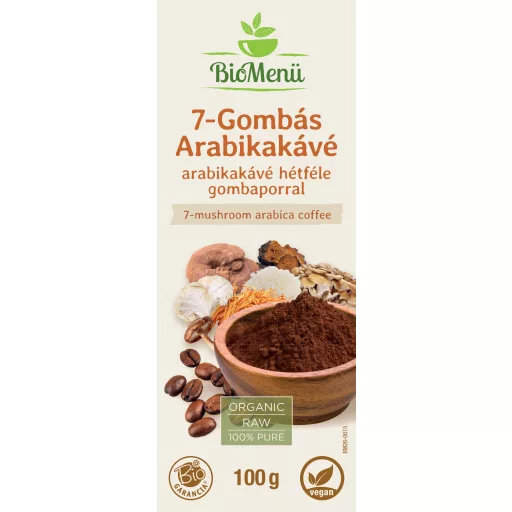 BioMenü Bio 7-Pilze Arabica-Kaffee 100 g Etikett